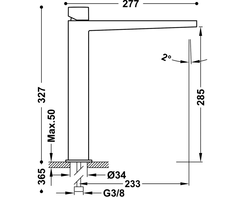 SLIM-TRES Высокий смеситель для умывальника, хром 20210306