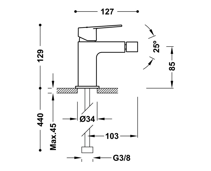 PROJECT TRES Bidē jaucējkrāns, 21112001NM