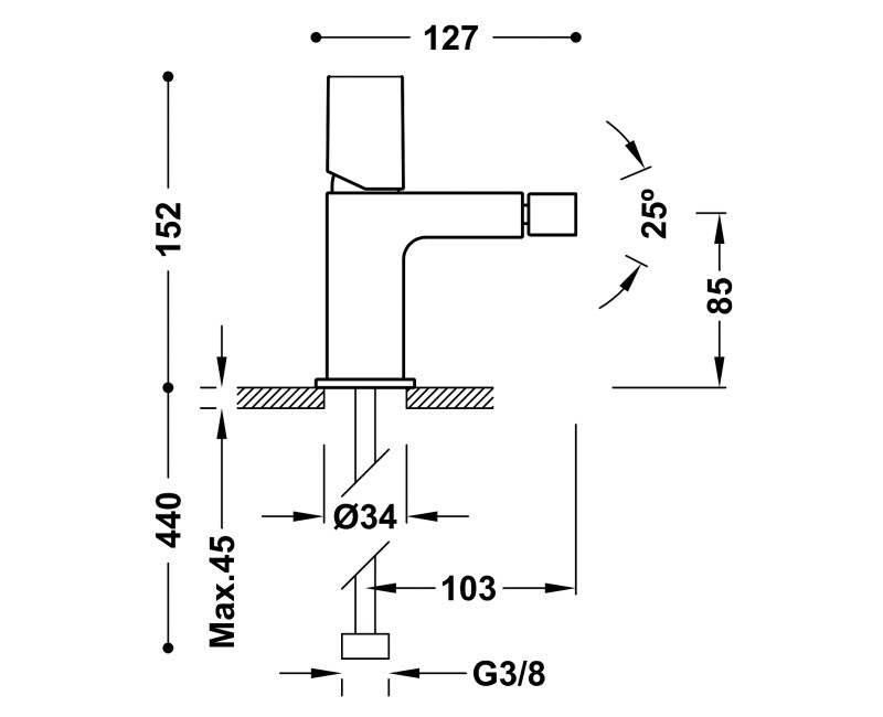 PROJECT TRES Bidē jaucējkrāns, 21112002KMB
