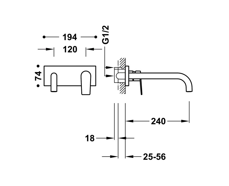 PROJECT-TRES Izlietnes jaucējkrāns no sienas, 21130012NM
