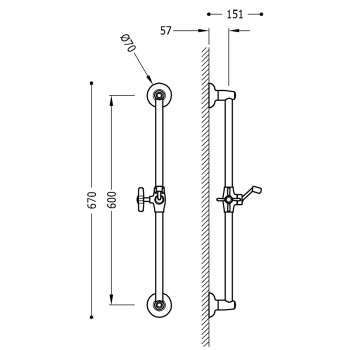 TRES Dušas stienis 600mm, 24273201