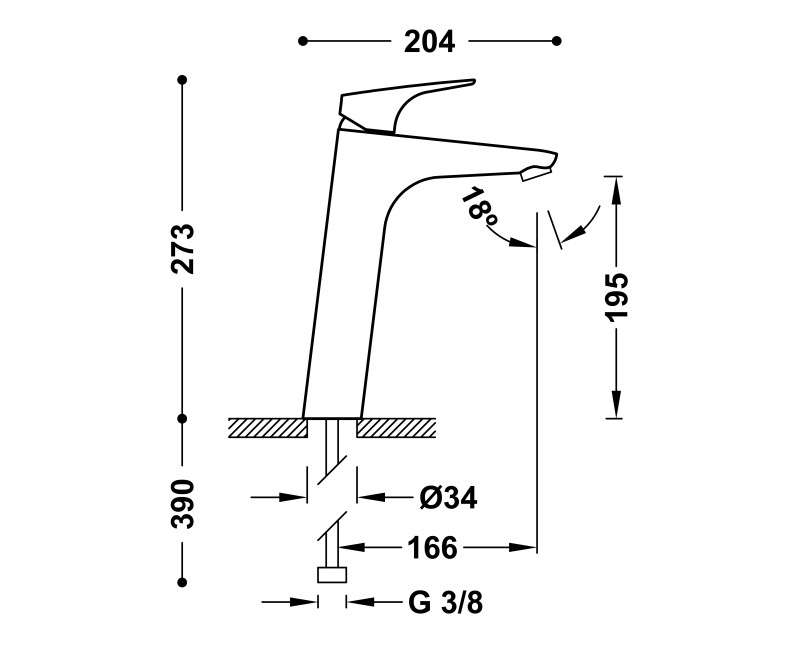 CANIGO-TRES Paaugstināts izlietnes jaucējkrāns, 21720301