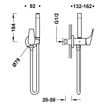 CANIGO_TRES Смеситель с гигиеническим душем, 21712301