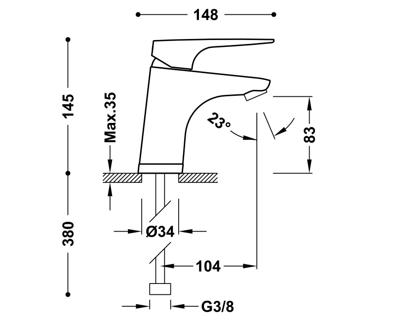 CANIGO-TRES Plus ECO Смеситель для умывальника, 21810401
