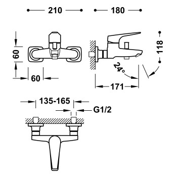 CANIGO-TRES Plus Смеситель для Cмеситель для ванны и душа, 21827