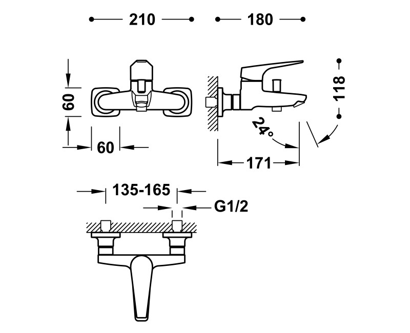 CANIGO-TRES Plus Cмеситель для ванны и душа, 21827