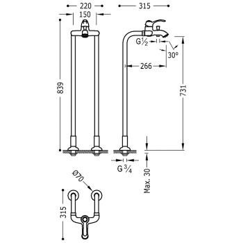 CLASIC-TRES Brīvi stāvošs vannas jaucējkrāns, 24219402LM