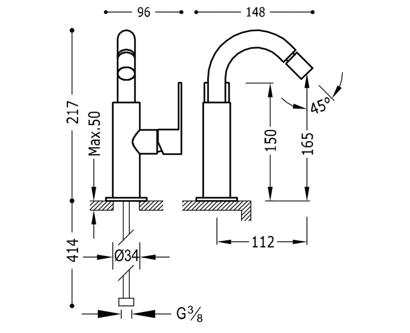 LOFT COLORS TRES Bidē jaucējkrāns, 20012001OR