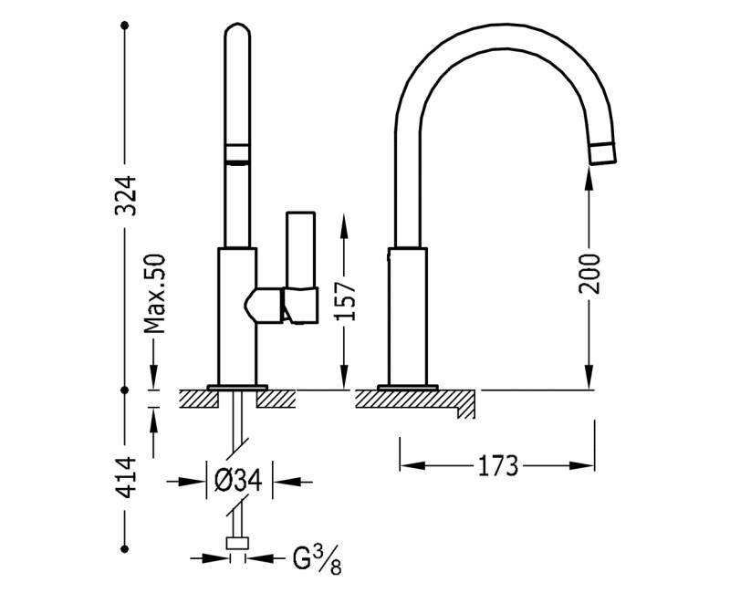 PROJECT-TRES Смеситель для умывальника, 21190501AC