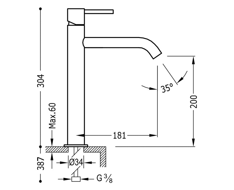 STUDY Exclusive TRES Смеситель для умывальника, 26230701KM