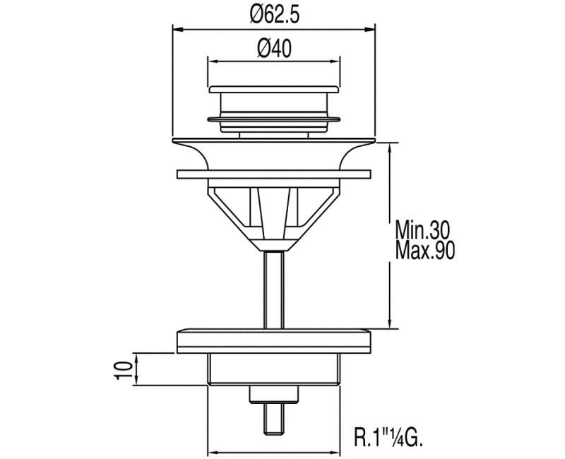 TRES Слив для умывальника ClickClack 40mm, хром 162840