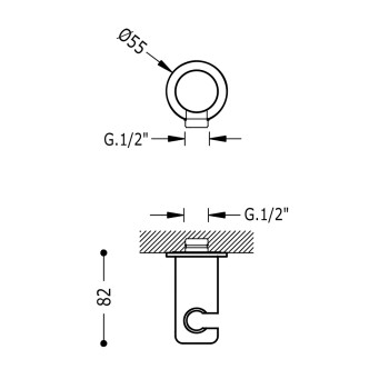 TRES Dušas izvads no sienas 1/2 x 1/2 āv, 02418201