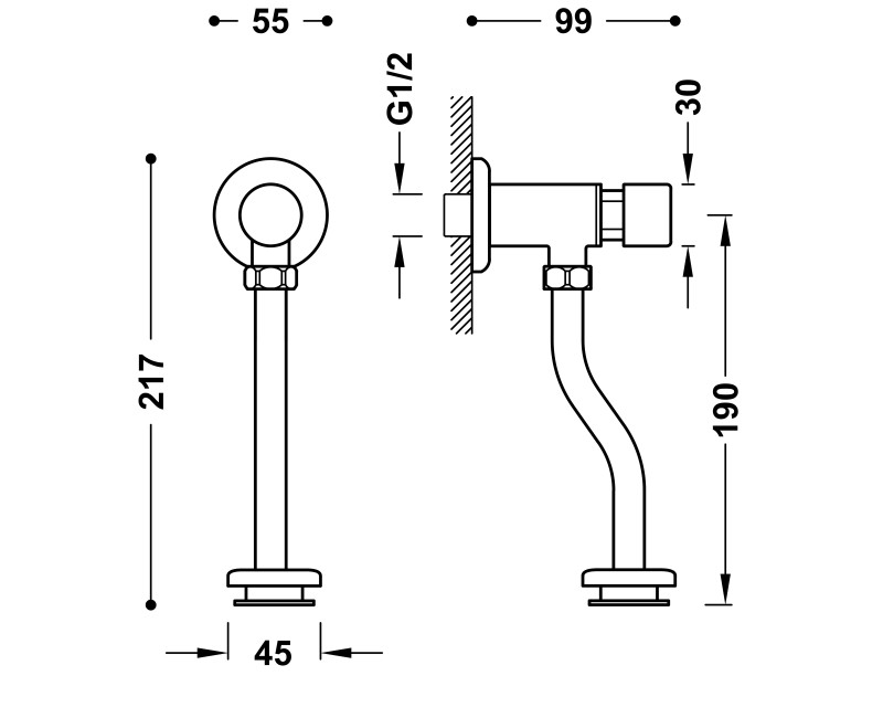 TEMPO BASE-TRES Смывное устройство для писсуаров DN15, 21220001