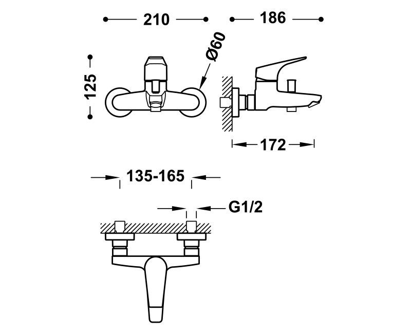 CANIGO-TRES Cмеситель для ванны c душевым гарнитур