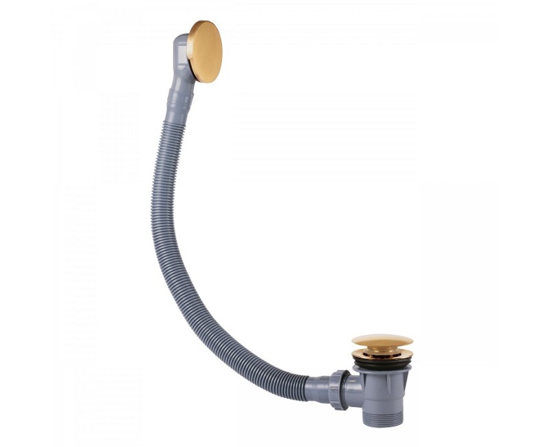 TRES Перелив и слив сифона для вaнны с ClickClack, золото