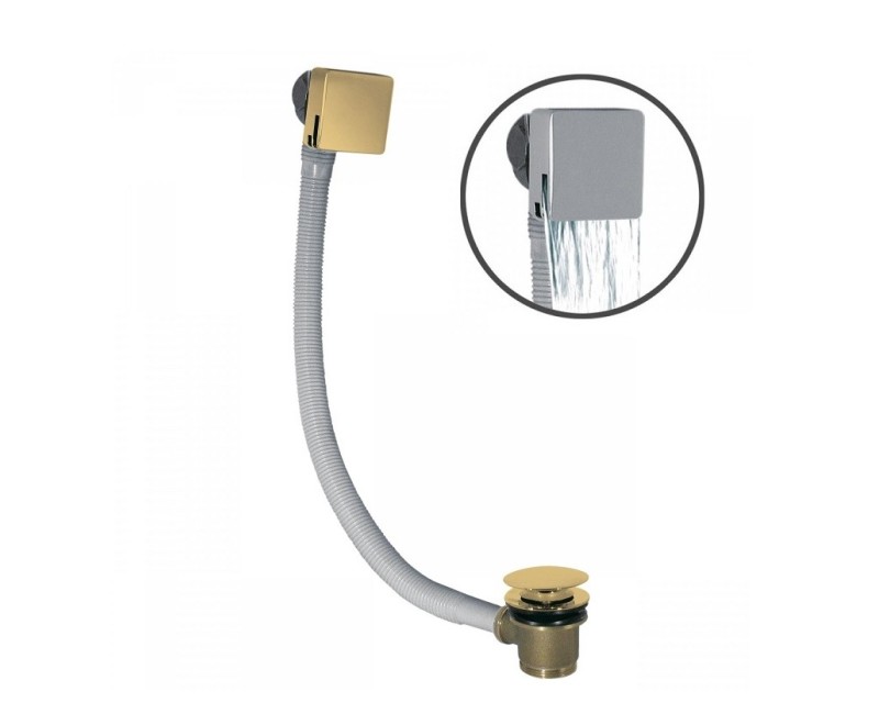 TRES Перелив и слив сифона для вaнны с ClickClack, золото