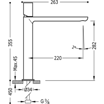 LOFT TRES Высокий смеситель для умывальника, 20020306