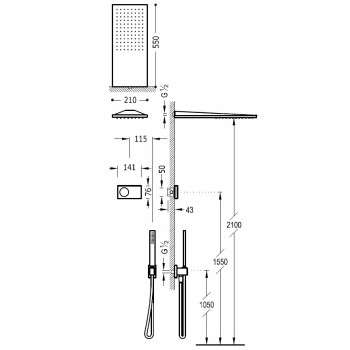 TRES Shower Technology Душевая система с термостатом, 09286551