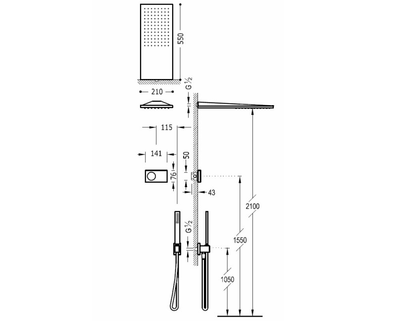 TRES Shower Technology Душевая система с термостатом, 09286551