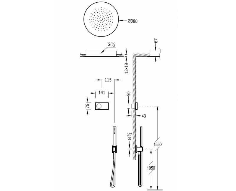 TRES Shower Technology Душевая система с термостатом, 09286555