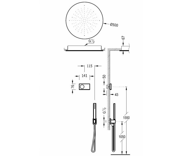 TRES Shower Technology Душевая система с термостатом, 09286557