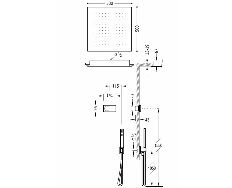 TRES Shower Technology Termostata dušas sistēma, 09286561