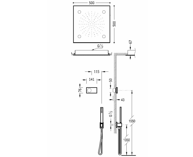 TRES Shower Technology Termostata dušas sistēma, 09286562