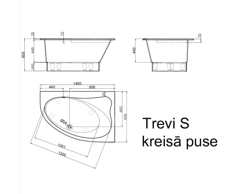 Vispool Vanna TREVI S 140x95 L/K