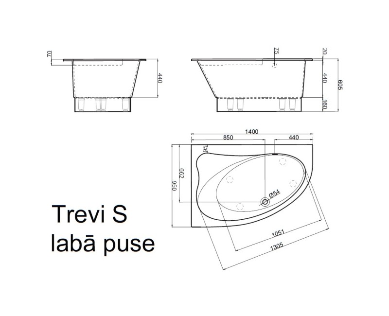 Vispool Vanna TREVI S 140x95 L/K