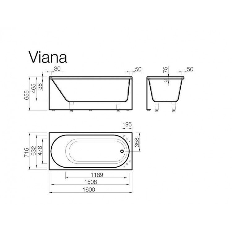 Vispool Прямоугольная ванна VIANA 160x715 mm Vispool Прямоугольная ванна VIANA 160x715 mm