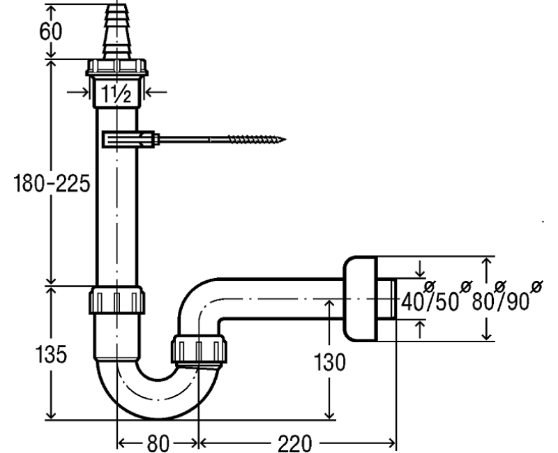 VIEGA Tpyбный cифoн,  для кaнaлизaциoннoгo шлaнгa 50 102593