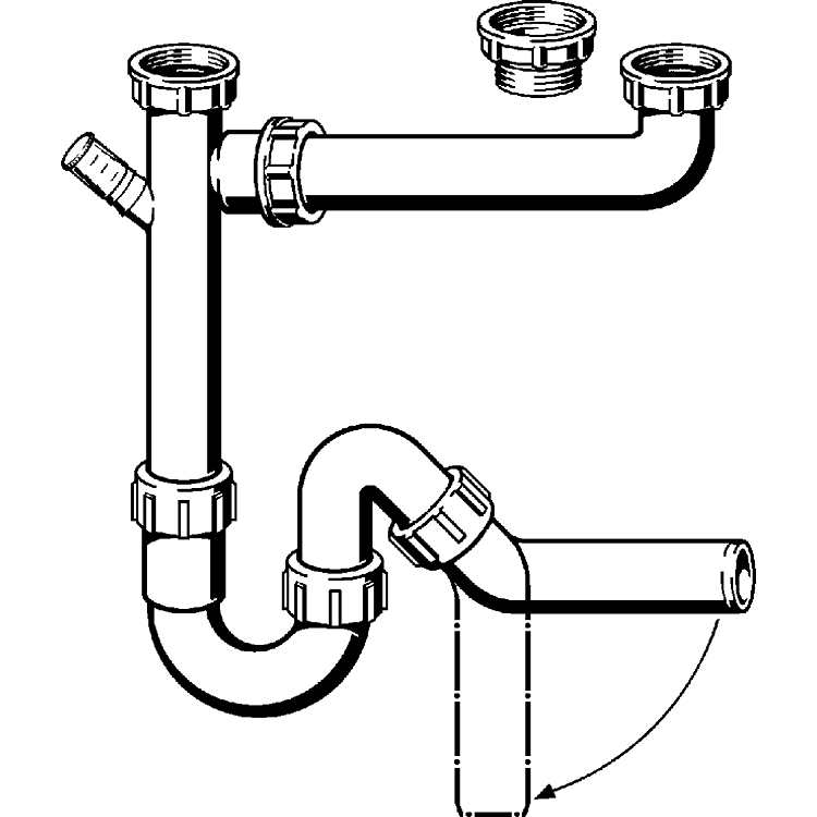 VIEGA Virtuves izlietnes dubultsifons 1 1/2x50 107147 VIEGA Virtuves izlietnes dubultsifons 1 1/2x50 107147