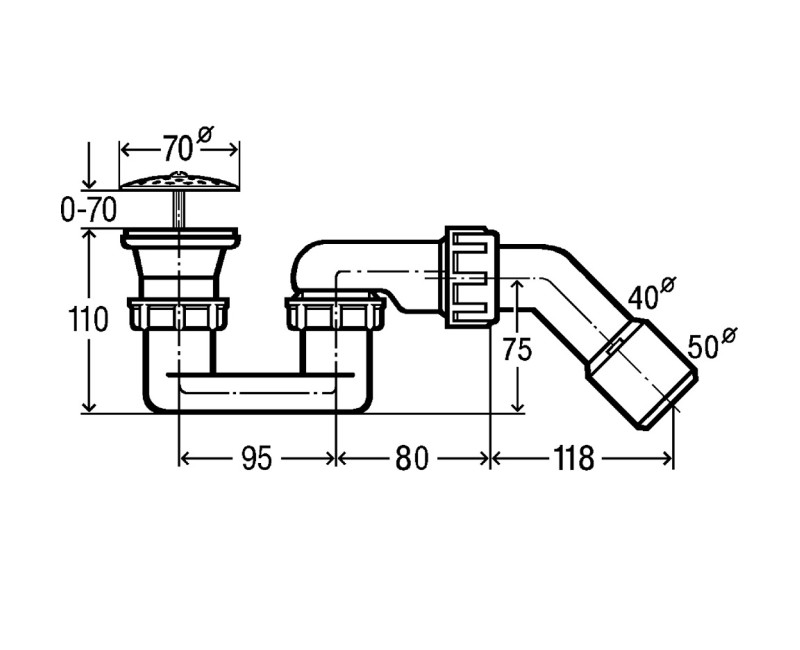 VIEGA Сифон для душевого поддона, 70х11/2х40/50 312121