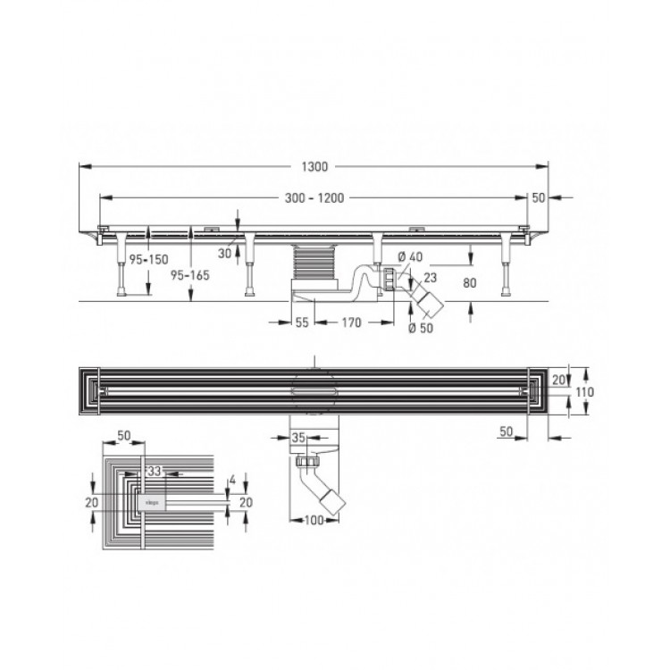 VIEGA Душевой лоток Advantix Vario 300-1200 мм 686277 VIEGA Душевой лоток Advantix Vario 300-1200 мм 686277