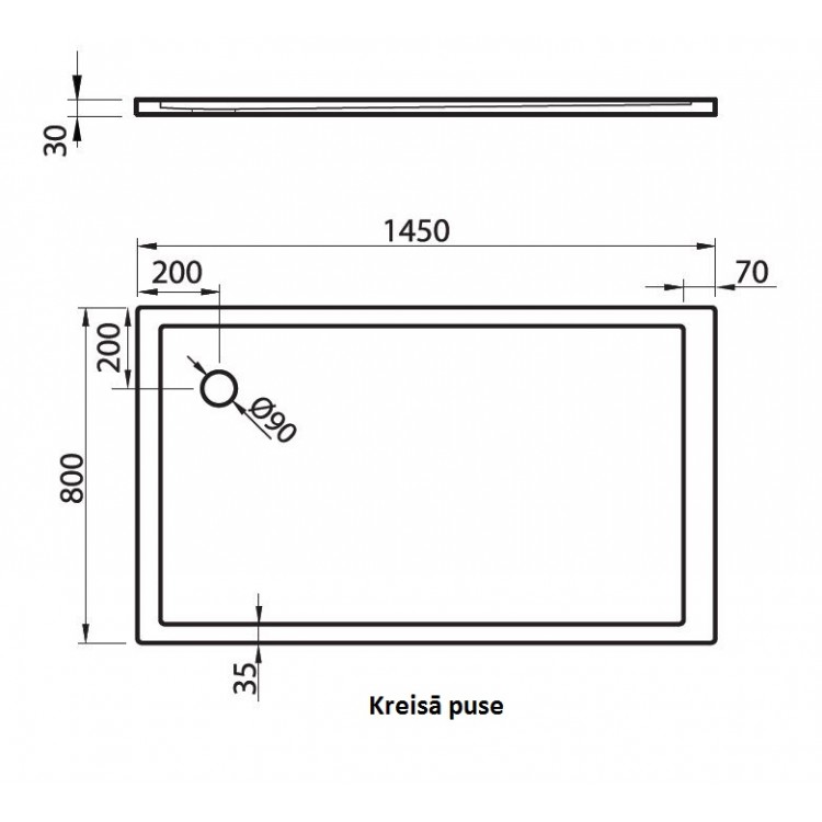 Vispool Taisnstūra dušas paliktnis QZ-145 1450x800mm Vispool Taisnstūra dušas paliktnis QZ-145 1450x800mm