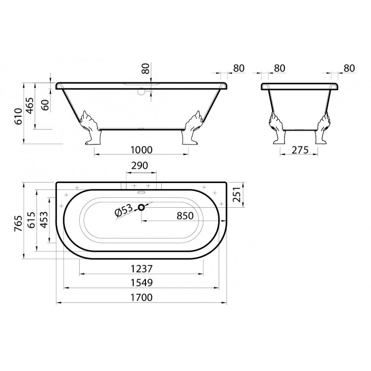 Vispool Vanna ASTORIA 1700x765mm Vispool Vanna ASTORIA 1700x765mm