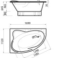 Vispool Угловая ванна ORTE 1690x1120mm, L/R