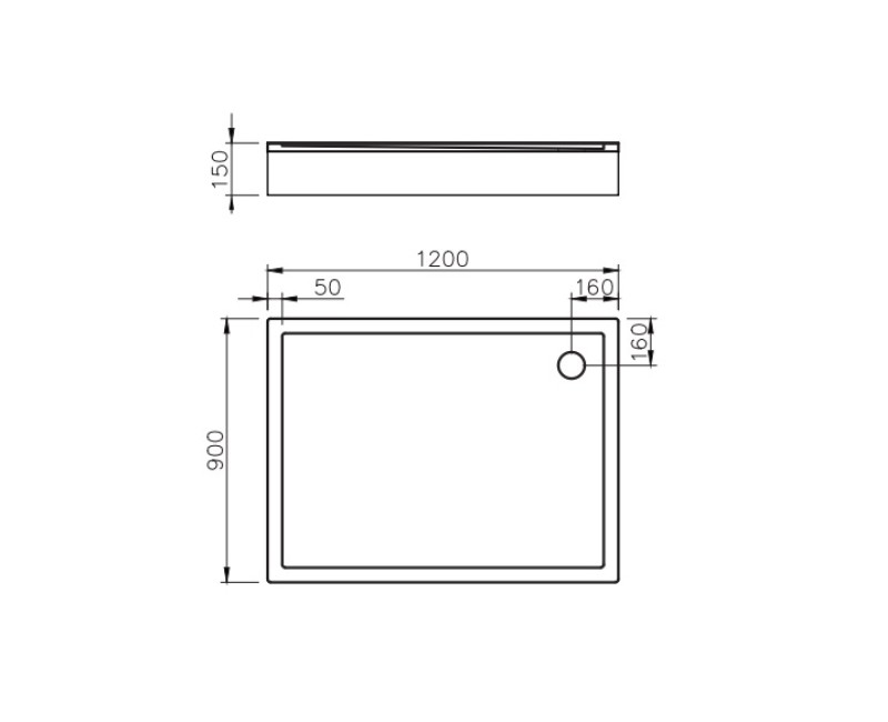 Vispool Душевой поддон прямоугольный QQ-120 1200x900mm
