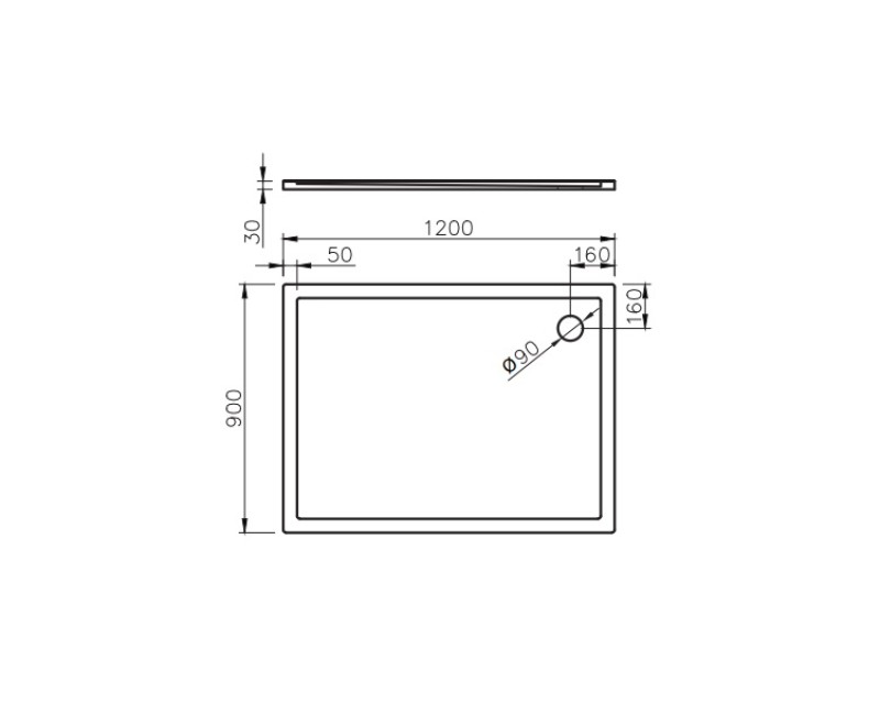 Vispool Душевой поддон прямоугольный QZ-120 1200x900mm