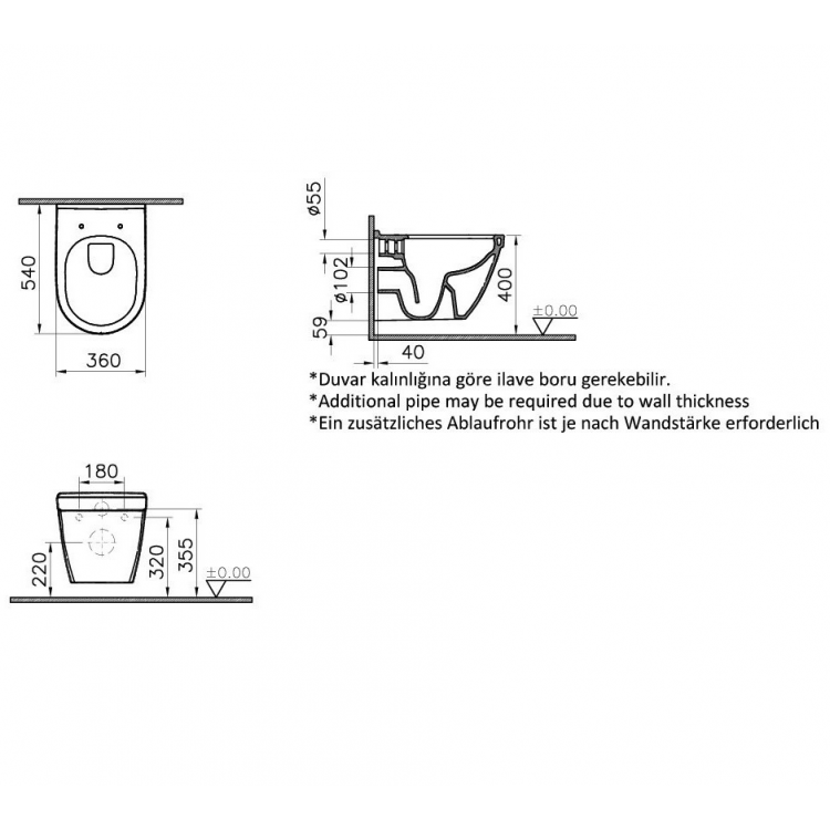 Vitra S50 Rim-ex Piekaramais WC ar SC vāku, 5956B Vitra S50 Rim-ex Piekaramais WC ar SC vāku, 5956B