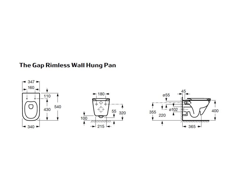 Roca Gap Rimless WC Подвесной унитаз с SC крышкой,734H0N8000