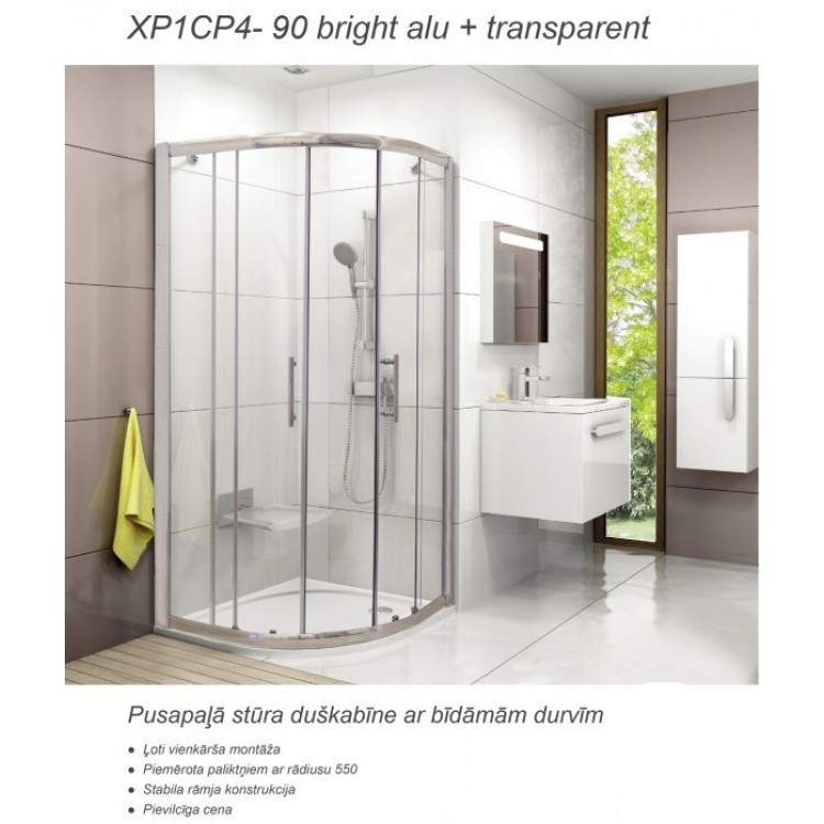 RAVAK Pusapaļa dušas kabīne XP1CP4 90cm, stikls RAVAK Pusapaļa dušas kabīne XP1CP4 90cm, stikls