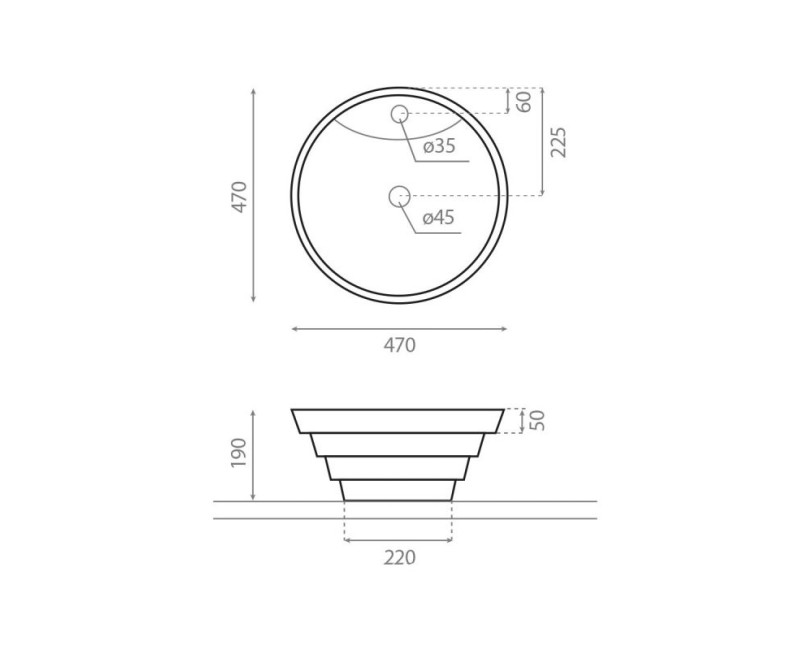 Bathco Vannas istabas izlietne Atlanta 47x47сm, uzliekamā 0005