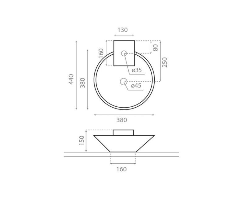 Bathco Vannas istabas izlietne Biarritz 38x44cm, uzliekamā 0009B