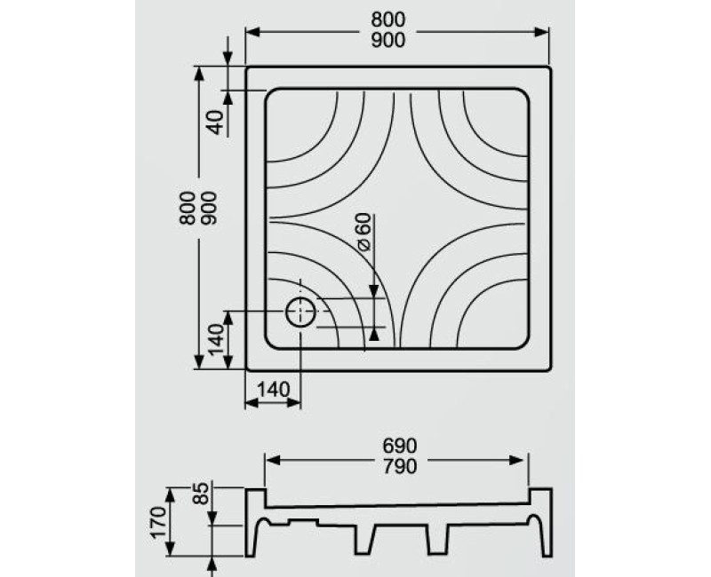 Roltechnik Kvadrātveida dušas paliktnis COLA P 900x900, balts
