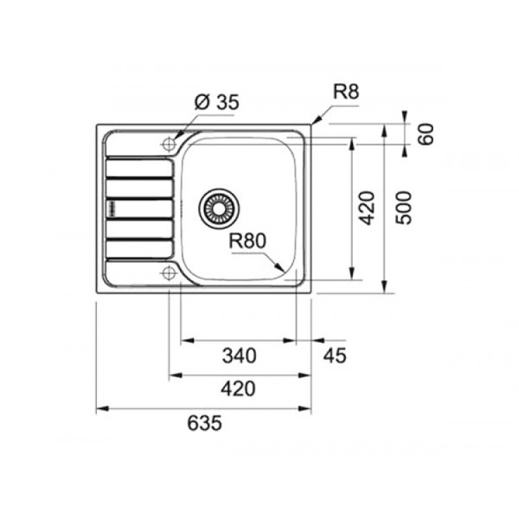 FRANKE Virtuves izlietne SPARK 63.5x50 cm, SKN 611-63 FRANKE Virtuves izlietne SPARK 63.5x50 cm, SKN 611-63