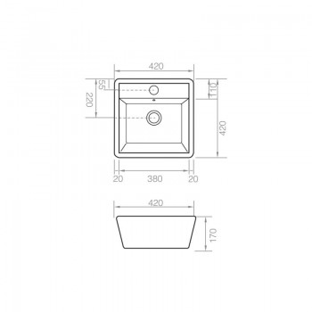Bathco Раковина Genova A 42x42cm, накладная 4058