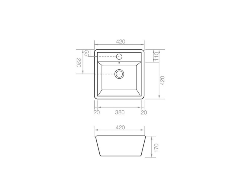 Bathco Раковина Genova A 42x42cm, накладная 4058