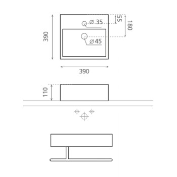 Bathco Vannas istabas izlietne Gomera 39x39cm, uzliekamā 0017D