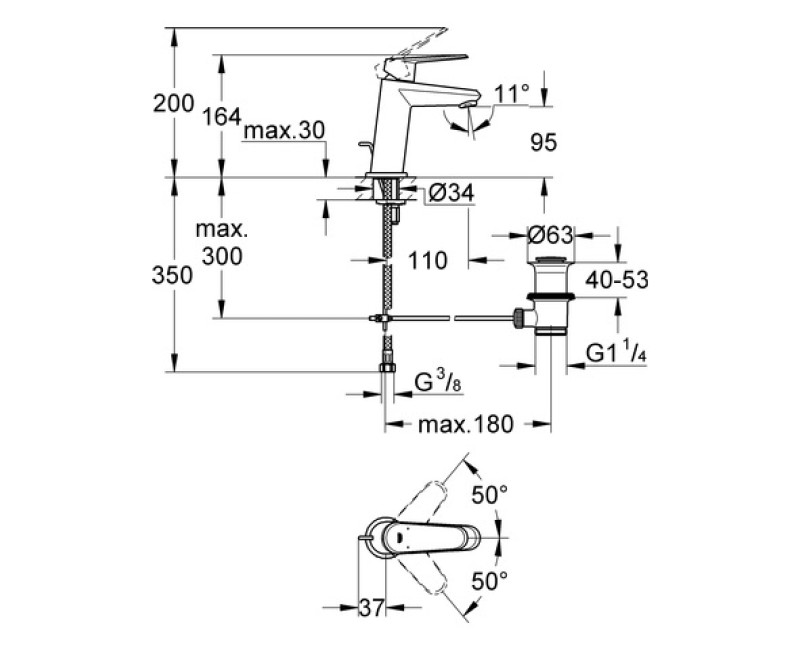 Grohe Eurodisc Cosmo Смеситель для умывальника, 23049 002